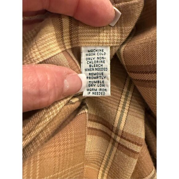Ralph Lauren Classic Fit Flannel Plaid Button Front Shirt Sz. M Brown/Cream - Picture 8 of 8